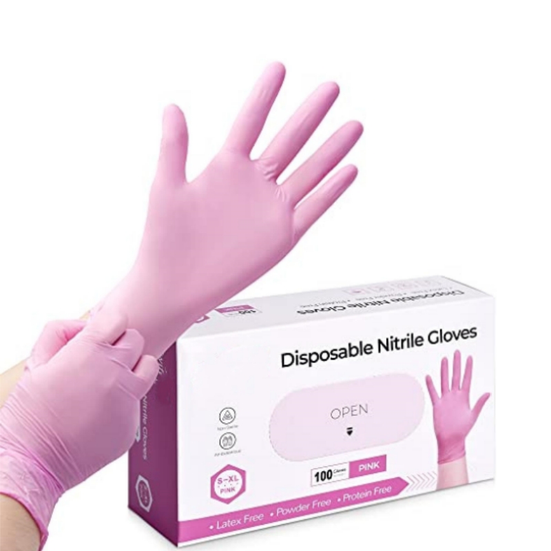 Garden Gloves - Pink Nitrile Disposable Gloves for Household
