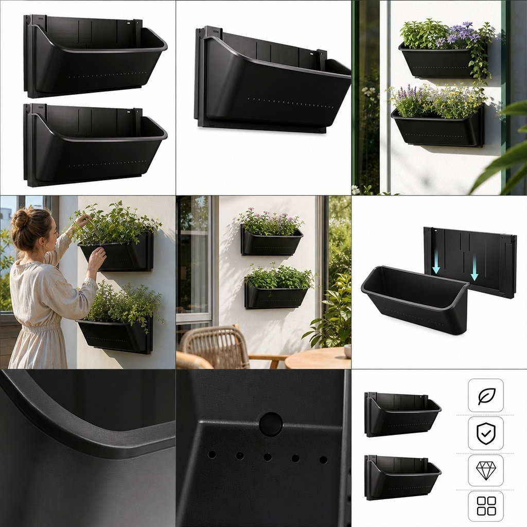 Vertical Planter - 2Pcs Wall Mounted Planter Pots Vertical